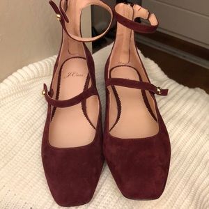NWT J Crew Poppy Ballet flats in Suede wine color